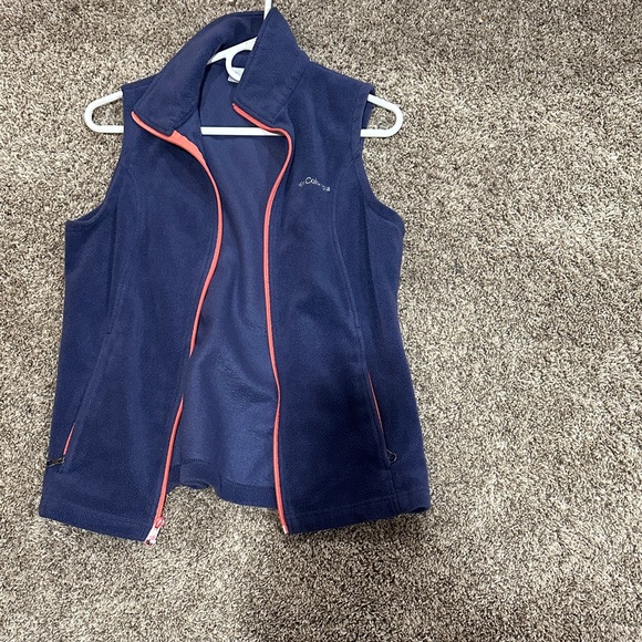 Columbia Navy and Coral Kids Fleece Vest - Picture 1 of 3